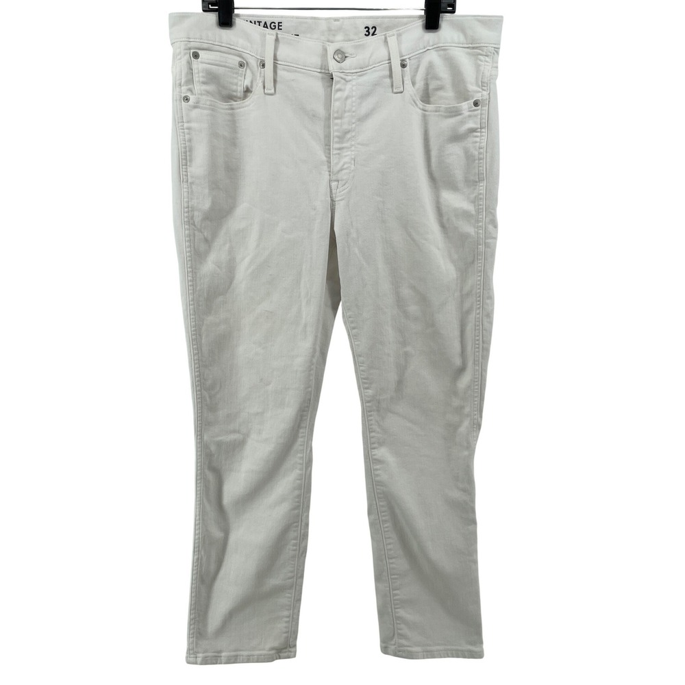 J.Crew 9" Vintage‎ Slim Straight Jeans Womens 32 White Comfort Stretch Denim